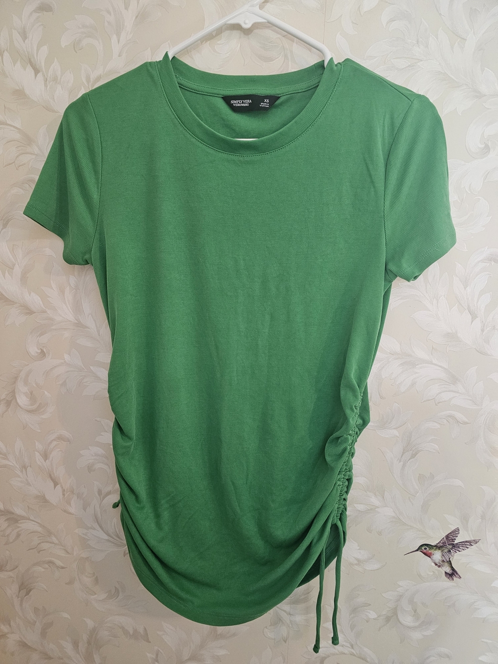 Simply Vera Vera Wang Green Short Sleeve Ruched Tee
